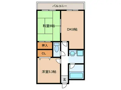 エトワール長尾(2DK/3階)の間取り写真