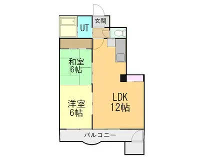 ブルーヴァール平岡(2LDK/2階)の間取り写真