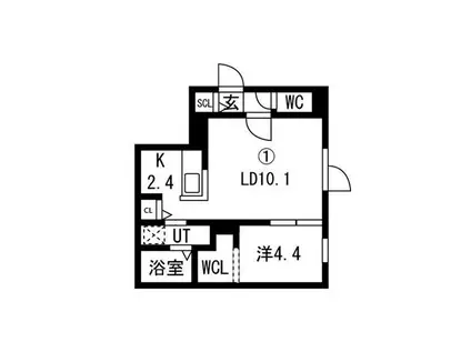 ルクレールアサブ(1LDK/2階)の間取り写真