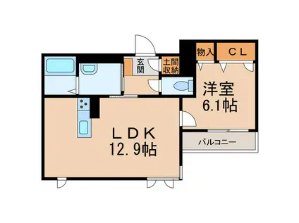 ベレオくすのき(1LDK/3階)の間取り写真