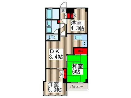 コモ・スクエア(3DK/3階)の間取り写真