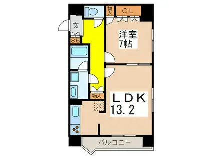 ハイクラッセ日本橋浜町(1LDK/5階)の間取り写真
