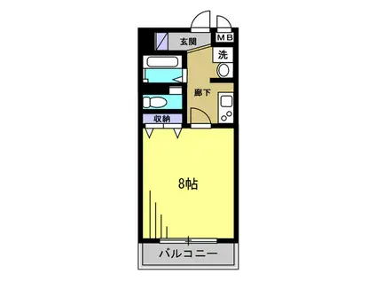 ソレイユ山代(1K/2階)の間取り写真