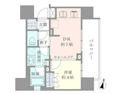 BRILLIA東中野STATION FRONT(1DK/6階)の間取り写真