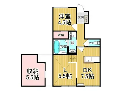 ラヴィーヌ中丸(1SLDK/1階)の間取り写真