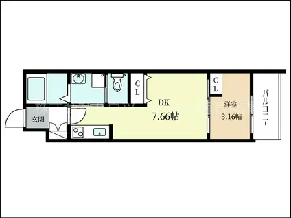 グリーンガーデン(1DK/1階)の間取り写真