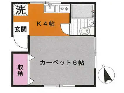 大和ハイツ(ワンルーム/2階)の間取り写真