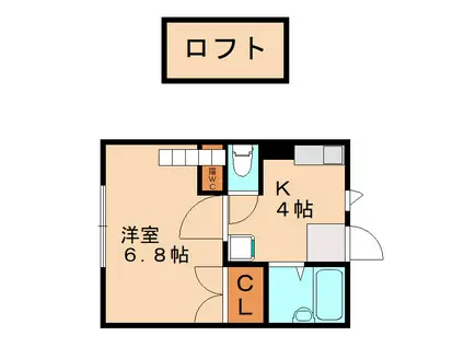 ウィズキャット浅川台(1K/2階)の間取り写真