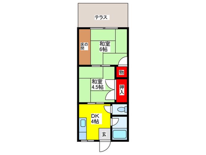 ハサマハイツ(2DK/2階)の間取り写真