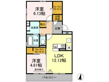 ルミエール宮小路(2LDK/1階)の間取り写真
