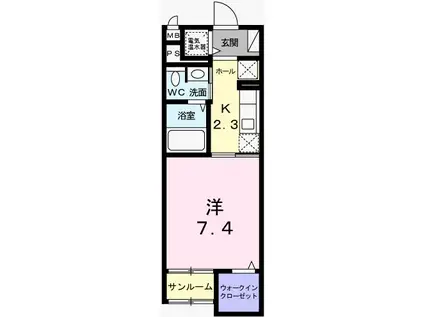 エクセル神屋町(1K/1階)の間取り写真