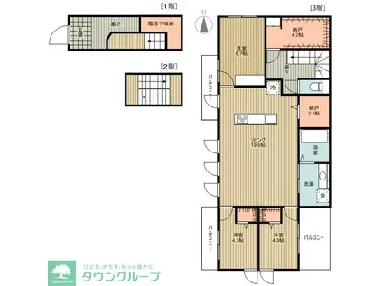 OHANA(3LDK/3階)の間取り写真