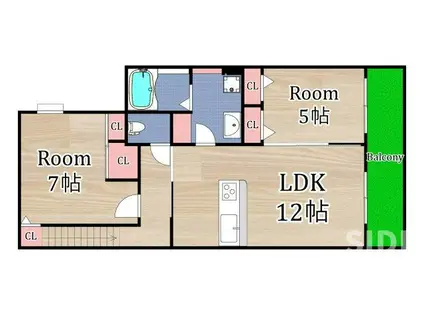 シャーメゾン大橋興産(2LDK/2階)の間取り写真