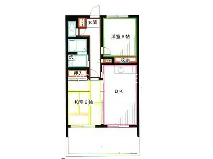 サンパール深大寺(2DK/1階)の間取り写真