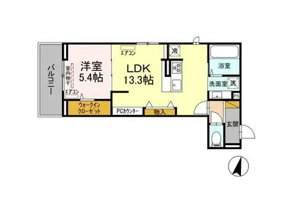 D-ROOM穴川III(1LDK/3階)の間取り写真