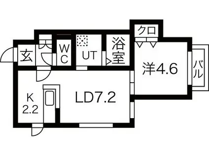 ENCHANTE KOTONI(1LDK/2階)の間取り写真