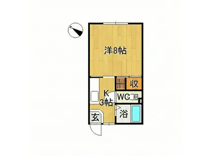 メゾンフォンティーヌ(1K/2階)の間取り写真