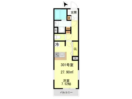 FORM相模原(1K/3階)の間取り写真