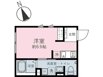 カーサピアッツァタチカワ(ワンルーム/1階)の間取り写真