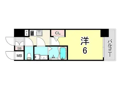 エスリード大阪プライムゲート(1K/13階)の間取り写真