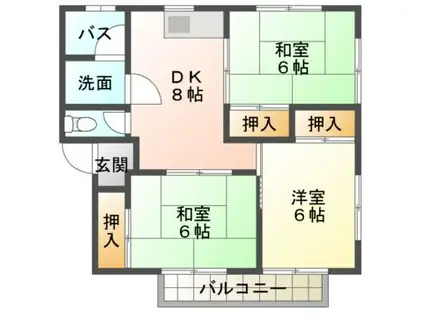 ファミーユ新涯(3DK/1階)の間取り写真