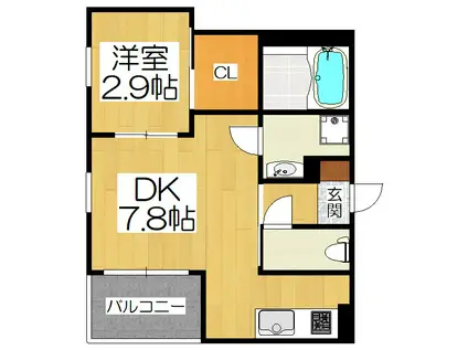 R-SMART山科(1DK/3階)の間取り写真