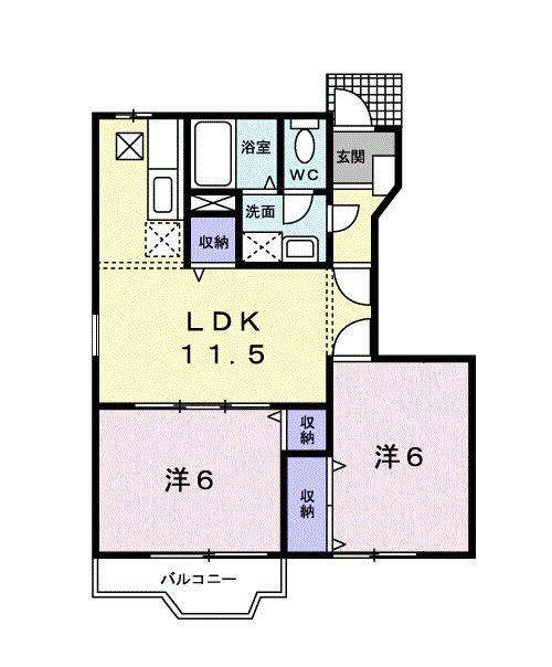 カーサA(2LDK/1階)の間取り写真