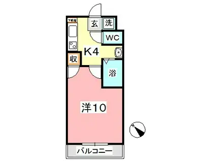 ヴェルニパレ(1K/2階)の間取り写真