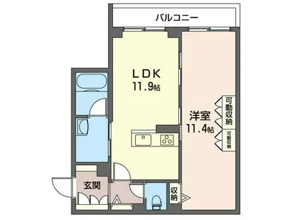 カーサフェニックス ウエスト(1LDK/2階)の間取り写真