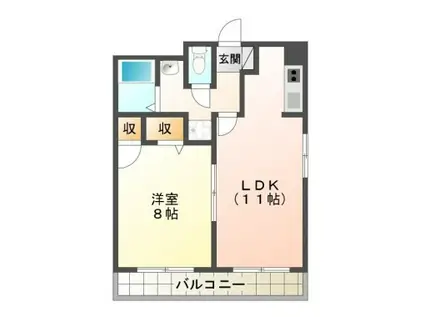 ロータスワゼル(1LDK/6階)の間取り写真