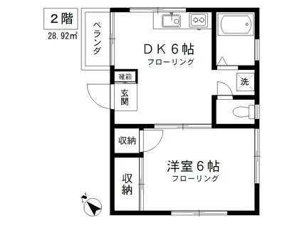 メゾンダルブル(1DK/2階)の間取り写真