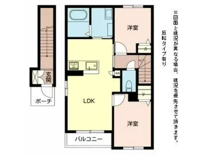 シャーメゾンランフォス(2LDK/2階)の間取り写真