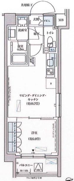 パークアクシス文京本郷(1LDK/4階)の間取り写真