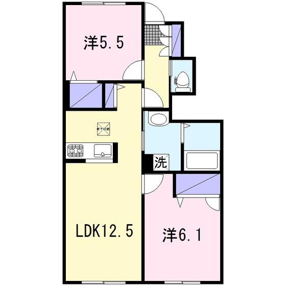 パルテールC(2LDK/1階)の間取り写真