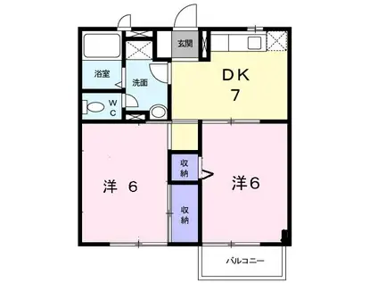 サンエステート A(2DK/1階)の間取り写真
