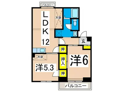 ボンエルフミマツ(2LDK/1階)の間取り写真