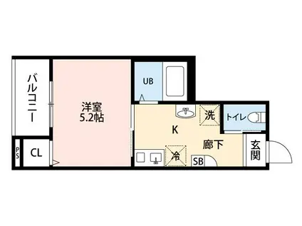 メルディア新百合ヶ丘(1K/3階)の間取り写真