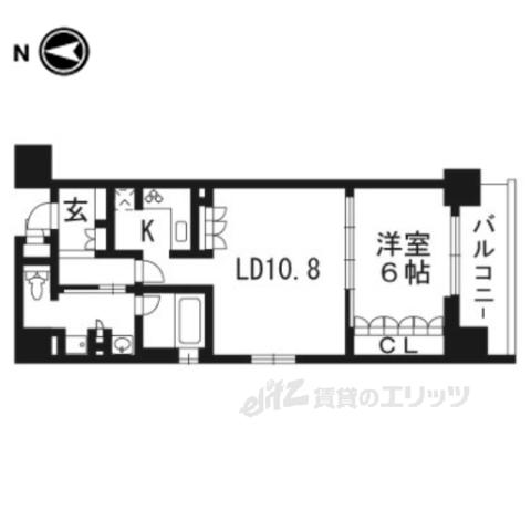 リーガル京都二条城北(1LDK/4階)の間取り写真