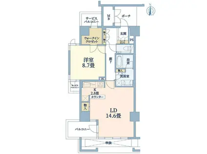 ルネ神戸旧居留地109番館(1LDK/4階)の間取り写真
