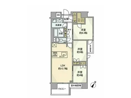 リビオレゾン人形町(3LDK/6階)の間取り写真