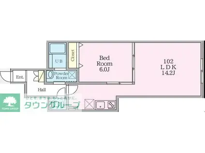 ミハス中野II(1LDK/1階)の間取り写真