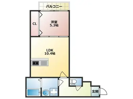 SUNMARK横浜(1LDK/3階)の間取り写真