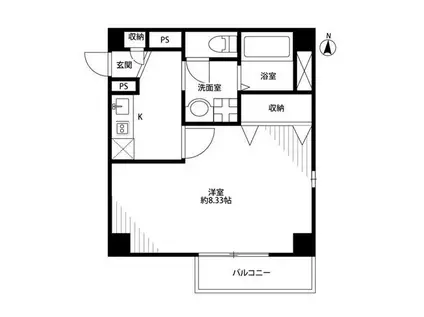 アンプルール フェールマーム(1K/2階)の間取り写真
