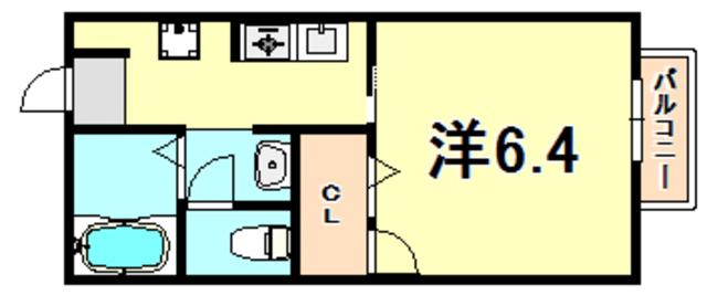 ROSA A(1K/1階)の間取り写真