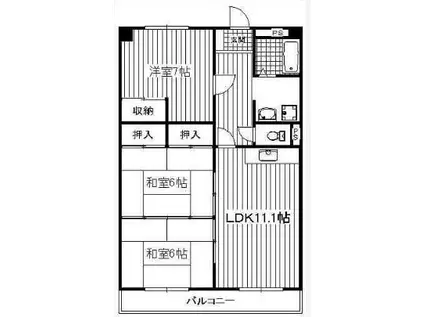 フローラルTS(3LDK/6階)の間取り写真