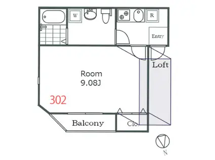 プリモヴィータ(1K/3階)の間取り写真