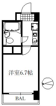 ダイアパレス水木通弐番館(1K/7階)の間取り写真