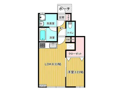 グランデアン(1LDK/1階)の間取り写真