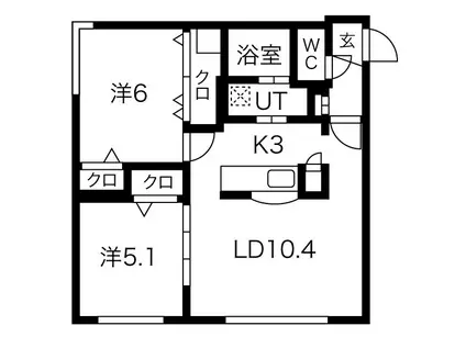 ラ・ヴィクトワール琴似(2LDK/4階)の間取り写真