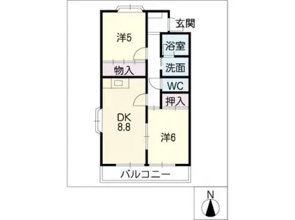サンベルテ橘(2DK/2階)の間取り写真